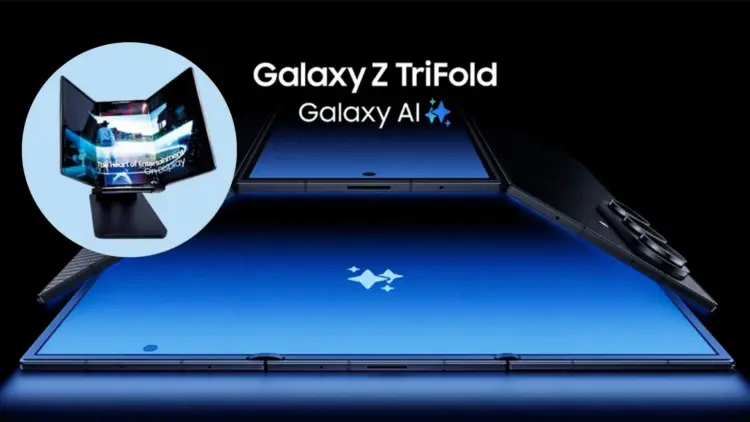 Desain Samsung Galaxy Z TriFold, HP lipat 3 layar 10 inci dengan fitur Galaxy AI dan bodi tipis 3,9mm.