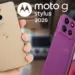 Bocoran wujud asli Moto G Stylus 2026 warna beige dan ungu dengan desain belakang tekstur kulit sintetis, serta logo Motorola.