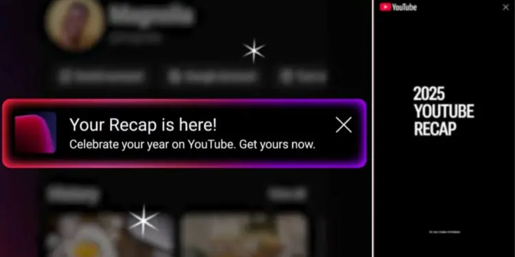 Ilustrasi layar ponsel menampilkan notifikasi YouTube Recap 2025 yang siap diakses, menyoroti statistik tontonan dan analisis kepribadian unik pengguna.