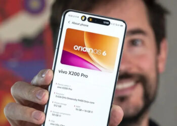 Menu Pengaturan About Phone Vivo X200 Pro yang menampilkan logo OriginOS 6 dan prosesor Dimensity 9400.