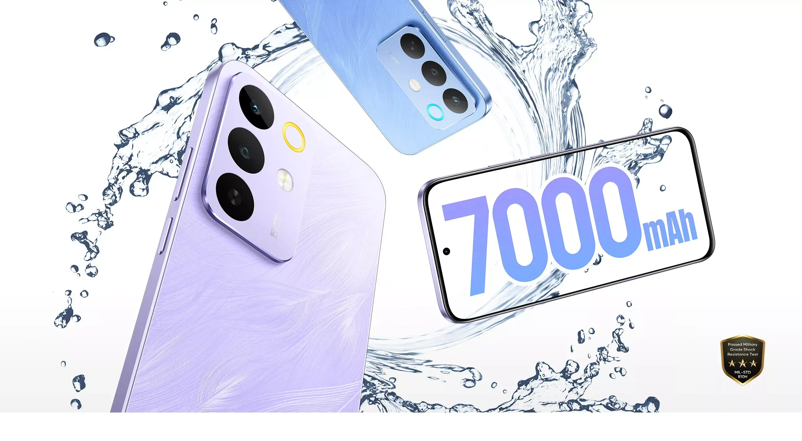 Poster resmi Realme C85 5G Indonesia menampilkan baterai 7000mAh dan fitur tahan air dengan sertifikasi IP69.