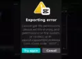 Notifikasi pesan kesalahan Exporting error dengan kode 10007 pada aplikasi CapCut.