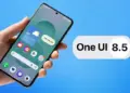 Seseorang memegang smartphone Samsung Galaxy yang menampilkan antarmuka One UI 8.5.