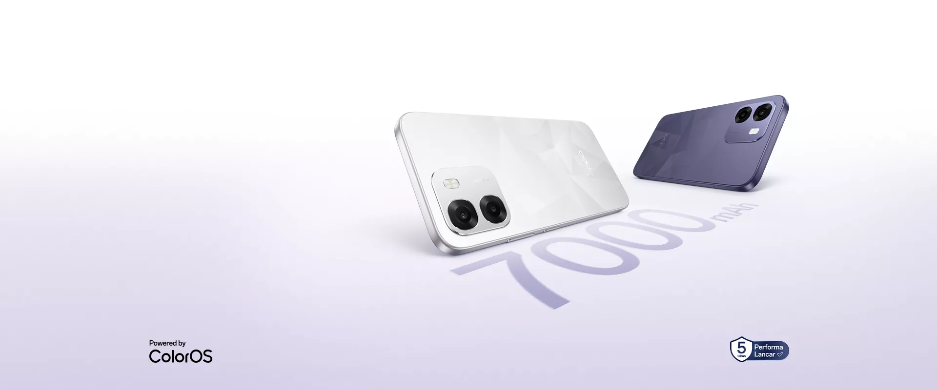 Infografis baterai jumbo 7000mAh pada OPPO A6t yang didukung sistem operasi ColorOS untuk efisiensi daya maksimal.