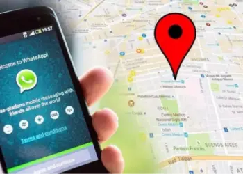 Ilustrasi pin lokasi pada peta untuk mengetahui lokasi seseorang melalui pesan WhatsApp yang dikirimkan secara manual.