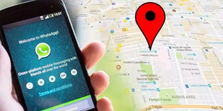 Ilustrasi pin lokasi pada peta untuk mengetahui lokasi seseorang melalui pesan WhatsApp yang dikirimkan secara manual.