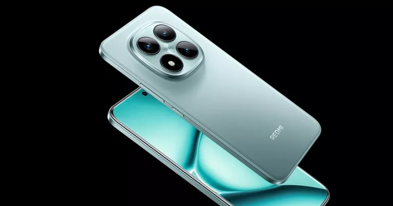 Detail bodi belakang dan kamera Redmi Note 15 Pro warna biru dengan desain tipis.