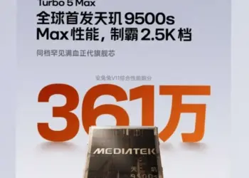 Infografis skor AnTuTu Redmi Turbo 5 Max mencapai 3,61 juta dengan chipset MediaTek Dimensity 9500s.