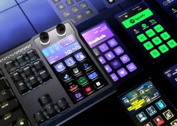 Visualisasi sirkuit mikro pendukung teknologi Hall Effect pada keyboard Galleon 100 SD.