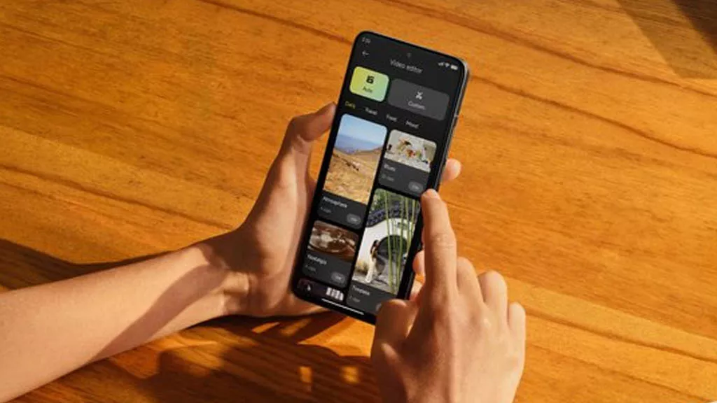 Pengguna sedang mencoba fitur editor video terbaru pada pembaruan HyperOS 3.1 di perangkat Xiaomi.