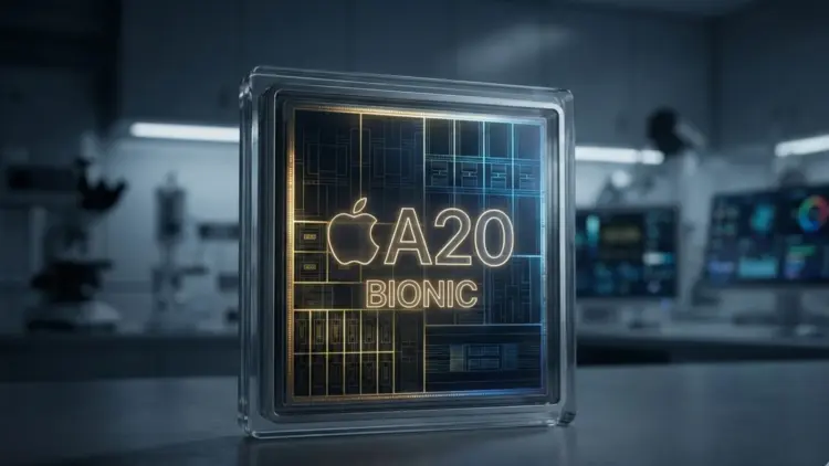 Ilustrasi konsep prosesor Chip A20 Apple dengan teknologi 2nm TSMC yang diprediksi mengalami kenaikan biaya produksi hingga 30 persen pada iPhone generasi mendatang.