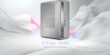 Mini PC MSI AI Edge Series desktop dengan sasis perak kompak, solusi AI powerhouse terbaru yang diperkenalkan di CES 2026.
