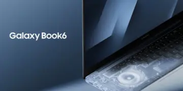 Desain interior Samsung Galaxy Book6 dengan sistem pendingin canggih dan prosesor Intel Panther Lake yang mendukung baterai hingga 30 jam.