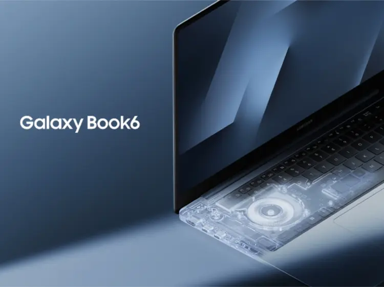 Desain interior Samsung Galaxy Book6 dengan sistem pendingin canggih dan prosesor Intel Panther Lake yang mendukung baterai hingga 30 jam.