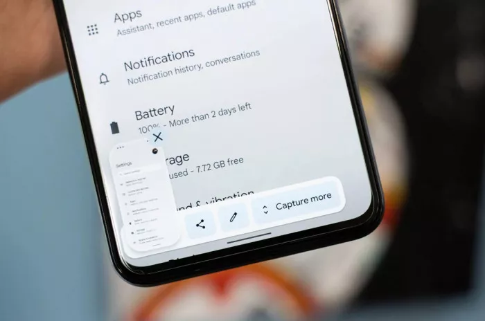 Tampilan menu fitur "Capture More" untuk melakukan cara screenshot panjang di HP Android dengan hasil rapi.