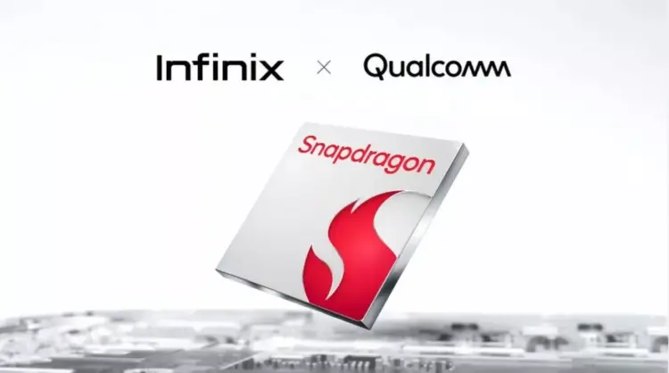 Logo kolaborasi Infinix x Qualcomm Snapdragon untuk smartphone flagship terbaru 2026.