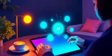 Ilustrasi robot Android keluar dari layar ponsel yang dikelilingi ikon data pribadi, menunjukkan risiko privasi pada Aplikasi AI.