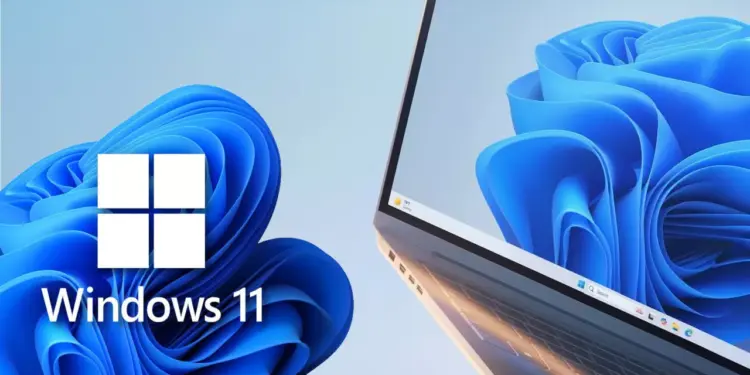 Tampilan layar laptop yang menjalankan sistem operasi Windows 11 dengan taskbar di tengah.