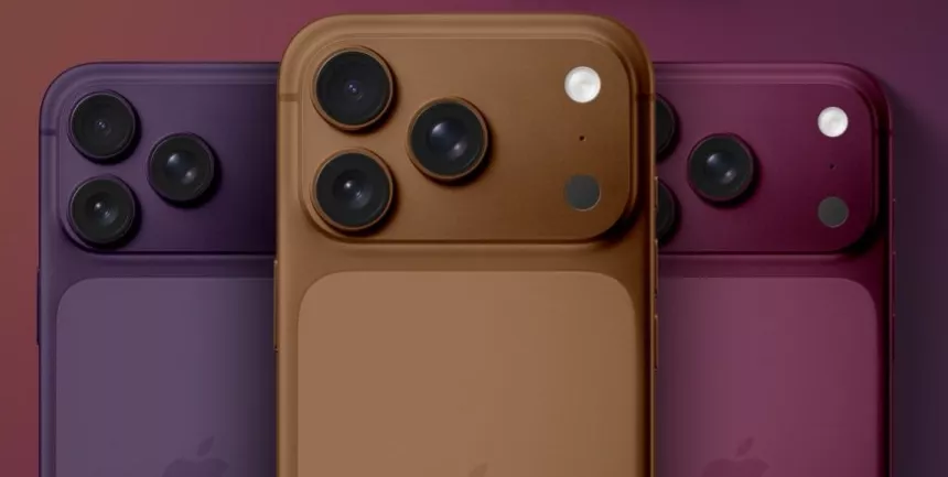 Detail jarak dekat (close-up) modul kamera belakang iPhone 18 Pro pada varian warna Coffee dan Burgundy.