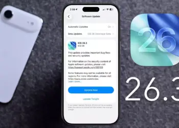 Tampilan menu Software Update pada iPhone yang menunjukkan ketersediaan iOS 26.3.