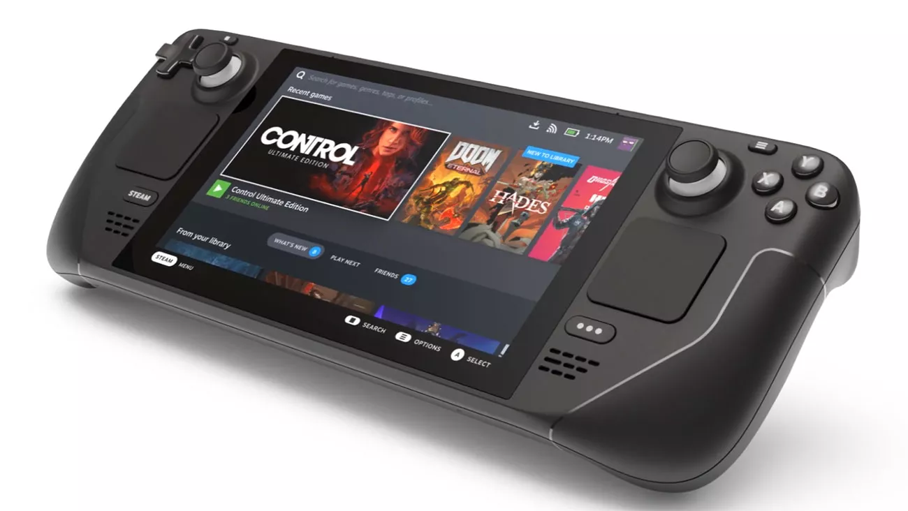 Perangkat Steam Deck original dengan layar yang menampilkan koleksi game AAA, terancam sulit dibeli karena masalah produksi RAM.