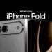 Teaser promosi bertuliskan Introducing iPhone Fold dengan latar belakang hitam dan modul kamera perak.