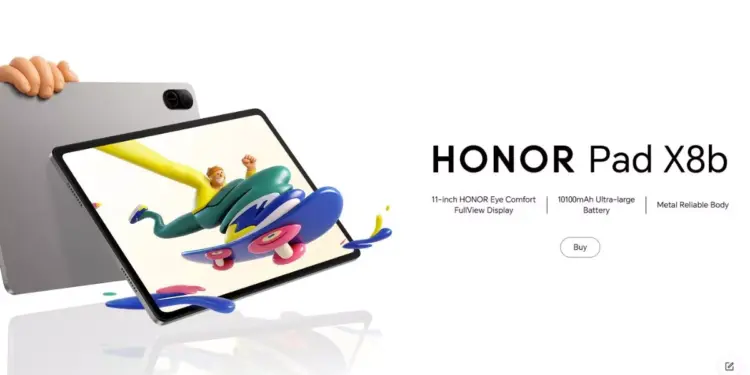 Poster peluncuran Honor Pad X8b yang menampilkan desain bodi tipis dengan material Metal Reliable Body.