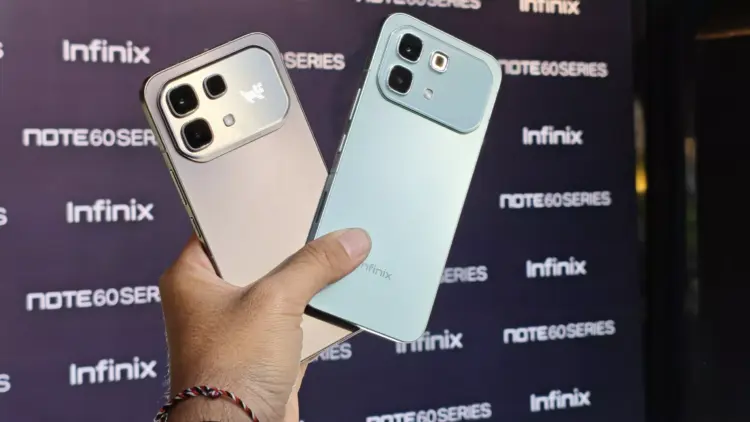 Deretan varian warna Infinix NOTE 60 Series mulai dari biru, oranye, hitam, hingga abu-abu.