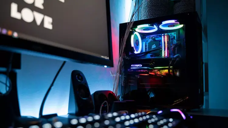 Kondisi area kerja atau ruang gaming yang rapi sebelum memulai proses rakit PC gaming.