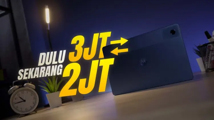 Moto Pad 60 Neo warna Malibu Blue dengan Moto Pen, tablet 2 jutaan terbaik yang sudah mendukung Android 15.