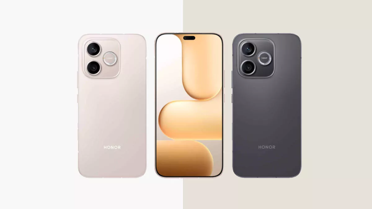 Bocoran desain render Honor 600 Lite yang menampilkan varian warna krem dan abu-abu gelap dengan modul kamera boba yang elegan.