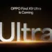 Teaser resmi OPPO Find X9 Ultra "is Coming" dengan teks Ultra yang bercahaya keemasan.