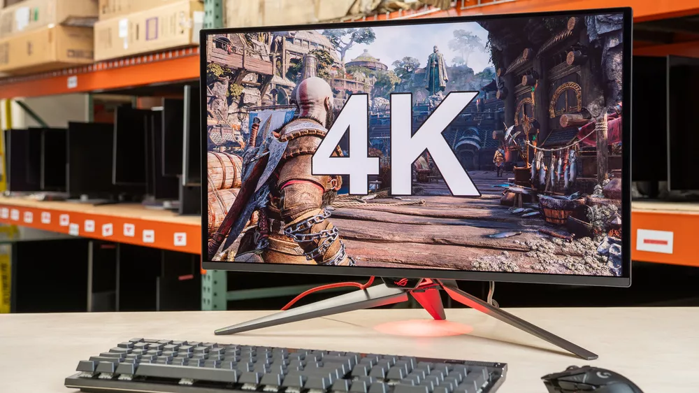 Rekomendasi monitor gaming resolusi 4K menampilkan detail grafis game God of War Ragnarok dengan tajam.