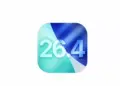 Ikon aplikasi atau logo sistem operasi iOS 26.4 dengan desain gradasi warna biru dan hijau yang modern.