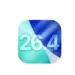 Ikon aplikasi atau logo sistem operasi iOS 26.4 dengan desain gradasi warna biru dan hijau yang modern.