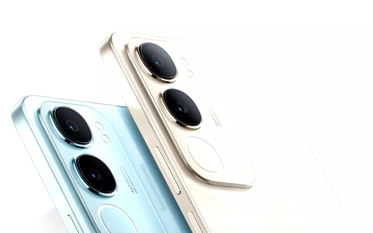 Close-up modul kamera belakang Vivo Y37+ yang menggunakan konfigurasi dua kamera besar dengan lensa aspherical berkualitas tinggi.