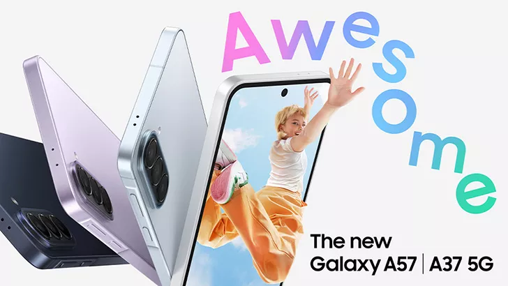 Poster promosi resmi Samsung bertajuk "Awesome" untuk seri terbaru Galaxy A57 dan A37 5G.