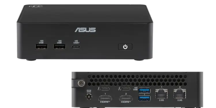 Tampilan unit ASUS NUC 16 Pro Mini PC dengan bodi metal premium yang ringkas, ditenagai prosesor Intel Core Ultra Series 3 untuk kebutuhan AI lokal.