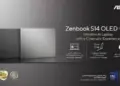Tampilan profil ultra-tipis ASUS Zenbook S14 OLED (2026) dengan material Ceraluminum yang menunjukkan ketebalan hanya 1,1 cm.