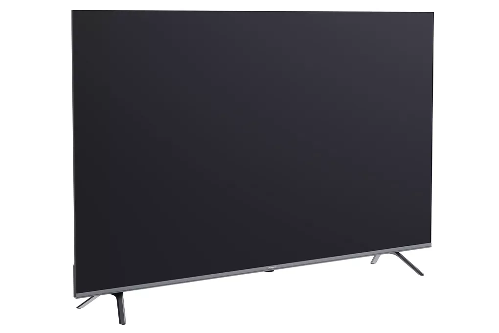 Tampilan desain bezel-less Smart TV murah 2026 harga 1 jutaan dengan kaki penopang kokoh.