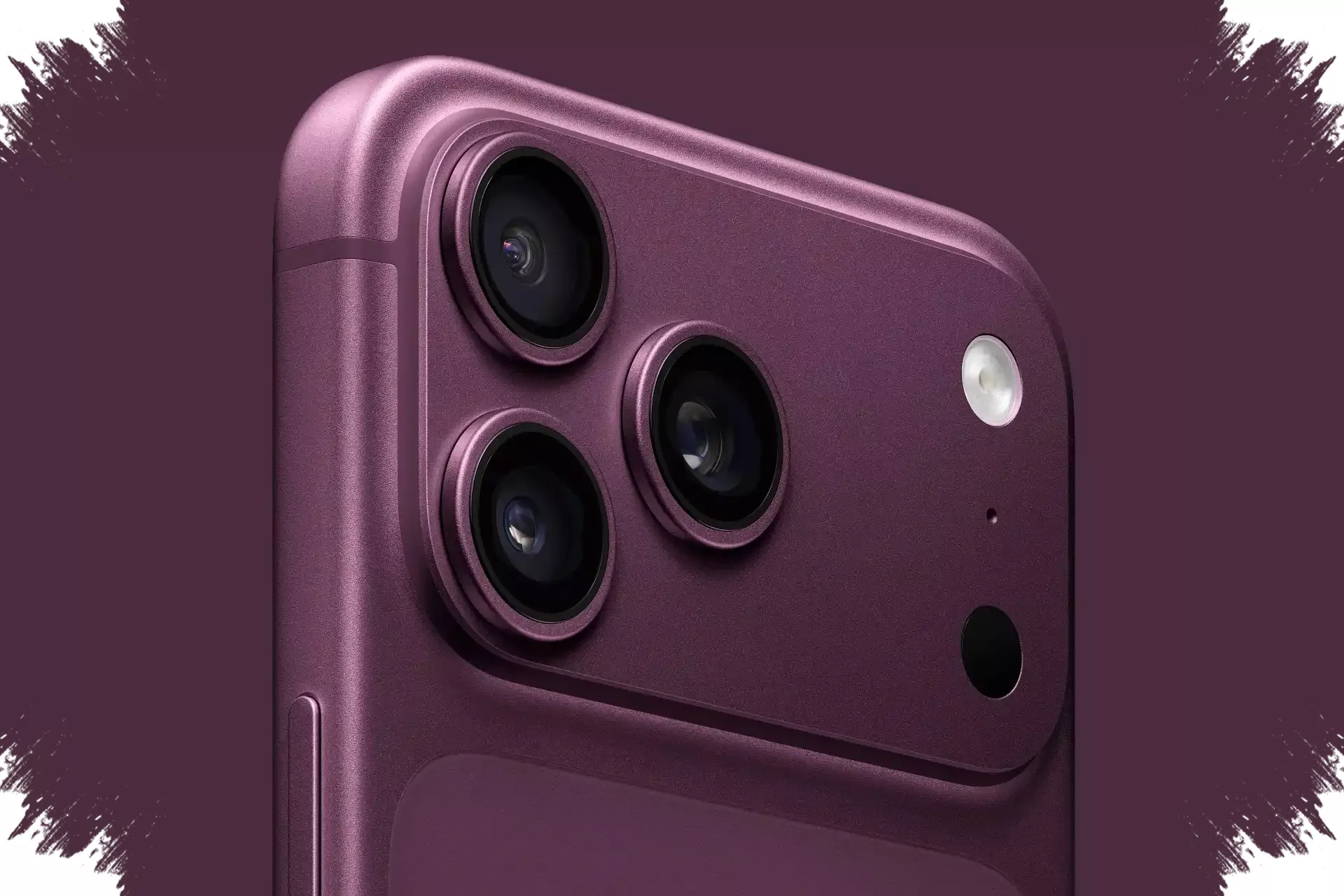 Close-up modul kamera belakang smartphone dengan desain unik untuk bocoran warna baru iPhone 18 Pro.