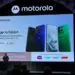 Layar presentasi peluncuran smartphone Motorola Edge 70 Fusion yang menampilkan harga Rp 5.999.000 dan spesifikasi kamera Sony Lytia 710.