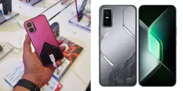 Tampilan desain bodi smartphone Infinix GT 50 Pro vs GT 30 Pro saat dipegang dan dipajang di toko.