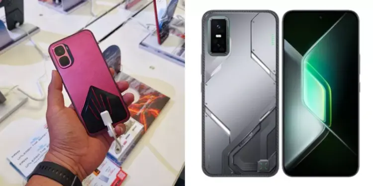 Tampilan desain bodi smartphone Infinix GT 50 Pro vs GT 30 Pro saat dipegang dan dipajang di toko.