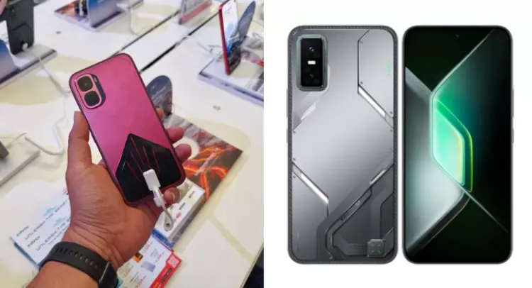 Tampilan desain bodi smartphone Infinix GT 50 Pro vs GT 30 Pro saat dipegang dan dipajang di toko.