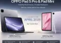 Poster resmi peluncuran OPPO Pad 5 Pro dan Pad Mini April 2026 dengan fitur layar 2.8K dan chipset generasi terbaru.