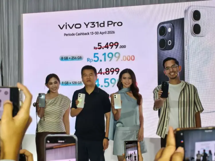 Daftar harga resmi vivo Y31d Pro di Indonesia untuk varian RAM 8GB dan internal hingga 256GB.