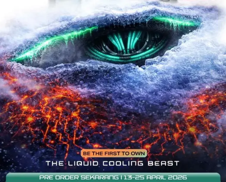 Poster promo pre-order Infinix GT 50 Pro bertajuk The Liquid Cooling Beast.