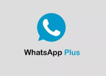 Logo aplikasi WhatsApp Plus dengan ikon warna biru khas.