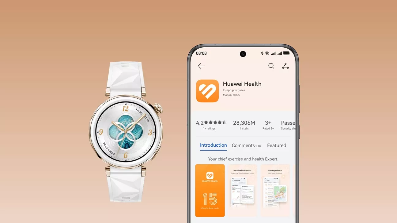 Smartwatch Infinix GTWATCH 5 Pro yang terhubung dengan aplikasi kesehatan di smartphone.